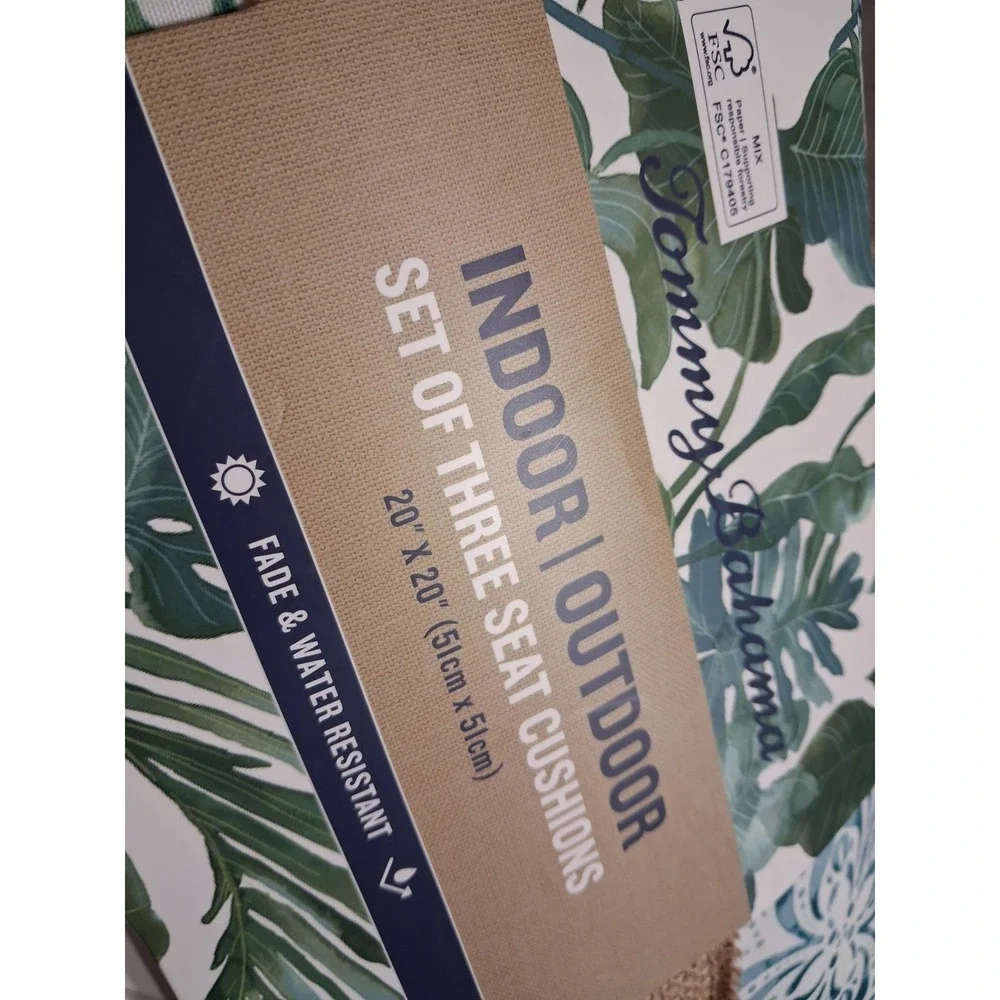 Tommy Bahama Outdoor 3 Pillow Set Blue Medallion Watercolor Patio Easter NWT